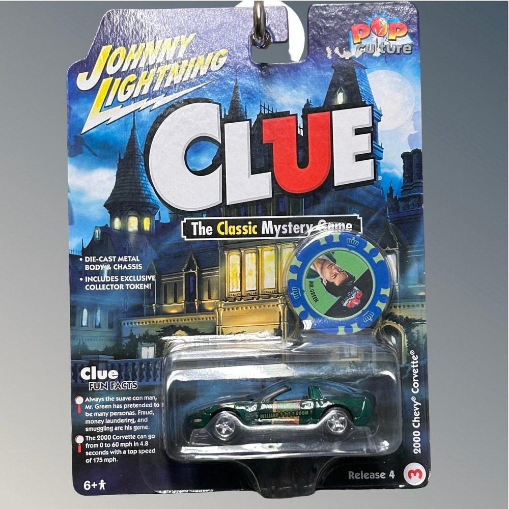 Johnny Lightning Clue 2000 Chevy Corvette Unisex 1:64 Green